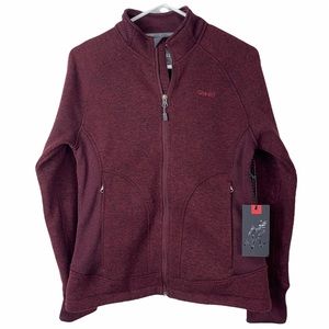 Gramicci Womens Wine Down Softshell Jacket Wine Heathered Pocket Mock Neck S New